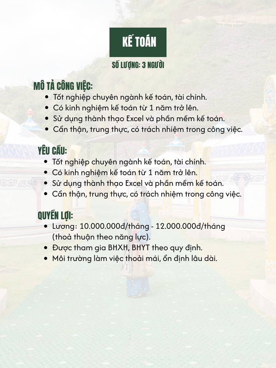 mo ta cong viec ke toan tai Thien Minh Da Lat