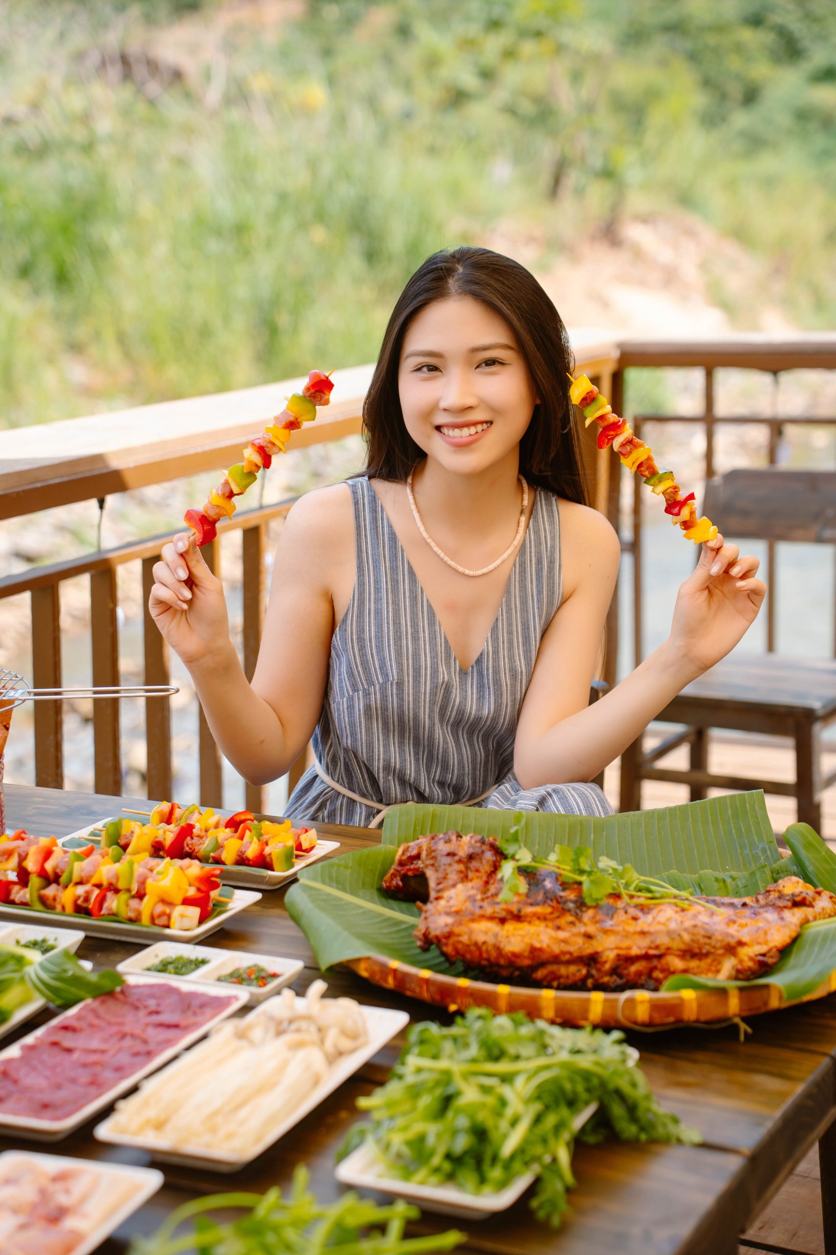 am thuc giua thien nhien xanh mat